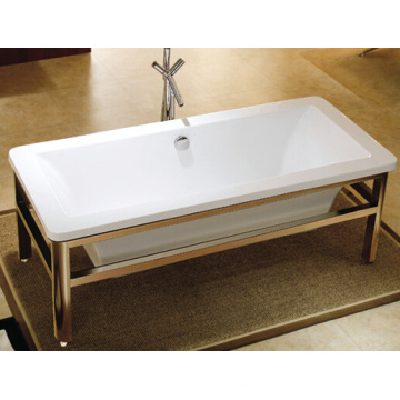 Modern Square Roll Top Bath with Chrome Leg Set